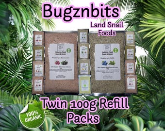Organic Snail Food Mix –TWIN 100g PACKS Seeds & Grains for Giant African Land Snails, Snail Diet, Garden Snail Feed, Nutritious Food Snails