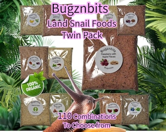 Organic Snail Food Mix –TWIN 30g PACKS Seeds & Grains for Giant African Land Snails, Snail Diet, Garden Snail Feed, Nutritious Food Snails