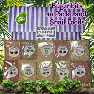 Giant African Land Snail Food, The Ultimate Premium Sample Pack, 10 Items also Great For Millipedes and Hermit Crabs