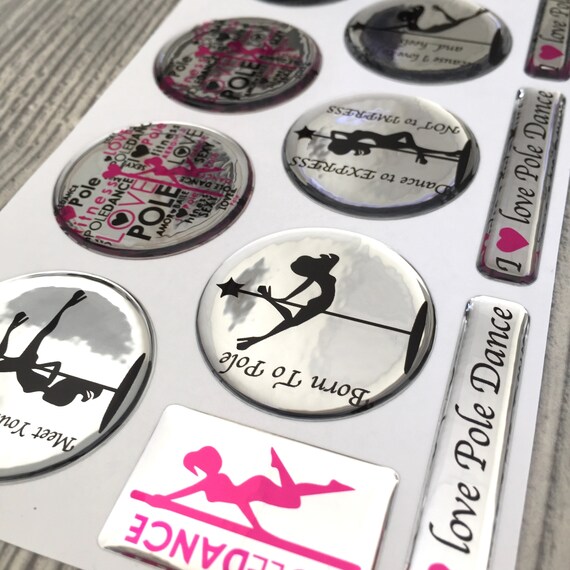 Pole dance fit dancing stripper woman 3d domed sticker set