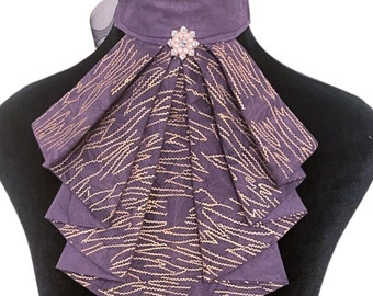 Purple and Gold Jabot, Womens Jabot, Ladies Jabot, Jabot Collar, Necktie Dickies, Detachable Ruffled Collar, Frill Collar, Collar for Women