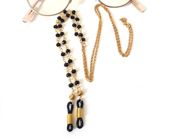 Glasses necklace, sunglasses necklace, glasses cord, glasses cord gold, glasses cord black, glasses cord beads, glasses chain beads, glasses