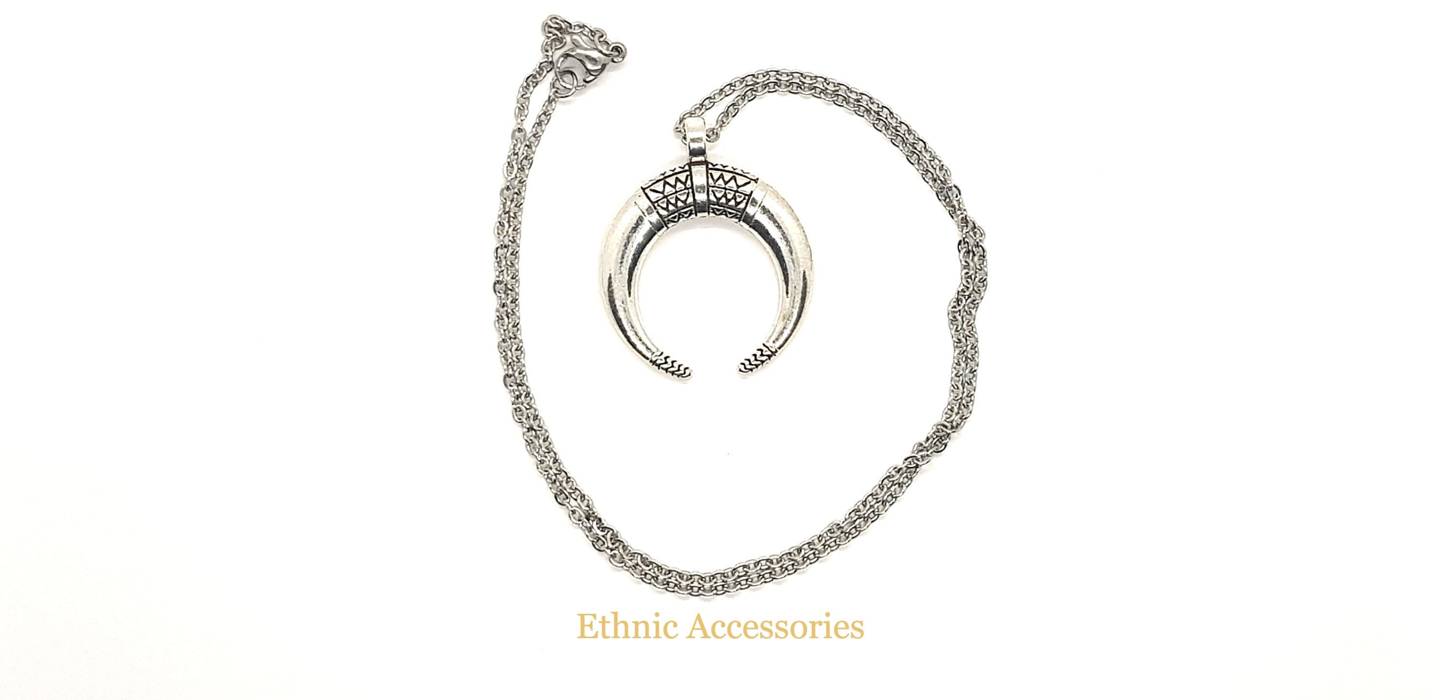 Horn Necklace Horn Necklace Silver Necklace Ethnic Etsy UK