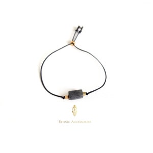 Labradorite bracelet, cord bracelet, black bracelet, chakra bracelet, silk cord bracelet, friendship bracelet, macrame bracelet, Labradorite
