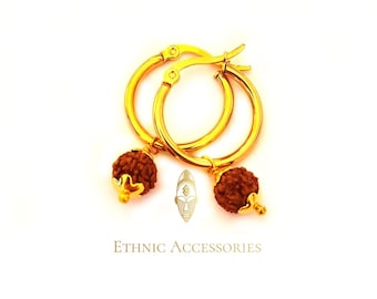 Rudraksha earrings, divali gift, shiva earrings, indian earrings, jewelry hinduism, rudraksha jewelry, buddhist earrings, Indian wedding