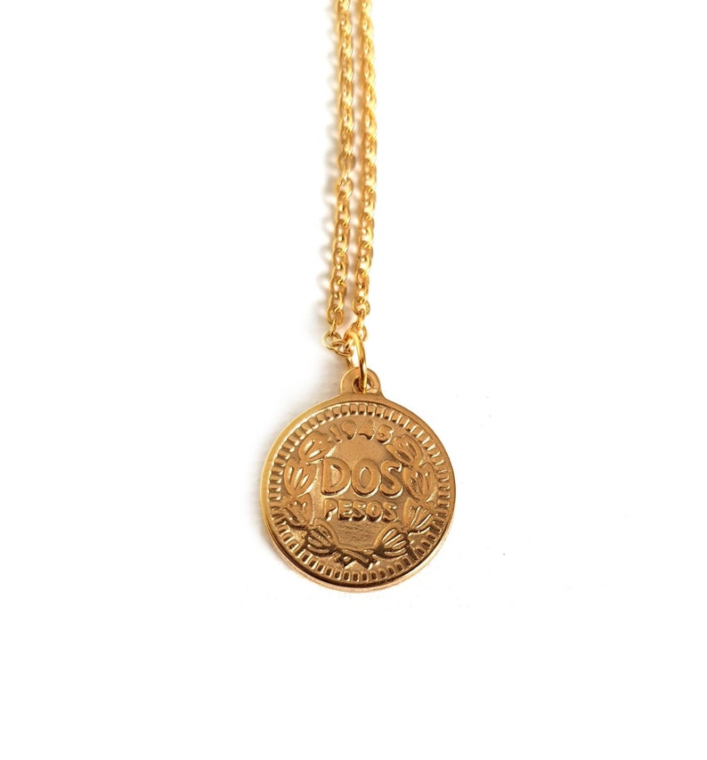 Pesos Necklace Mexican Necklace Dos Pesos Necklace Coin - Etsy