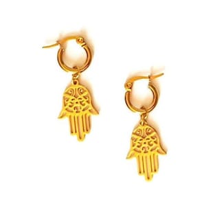 Khamsa, khamsa earrings, creoles, gold earrings, hamsa, ethnic earrings, fatima hand, earrings, earrings, ethnic jewelry, ear weights