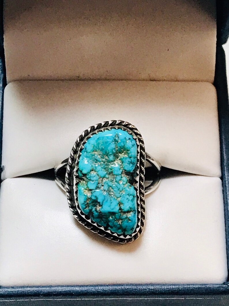 Natural Turquoise Gemstone 925 Sterling Silver Ring Size 6 Fast Free Shipping!