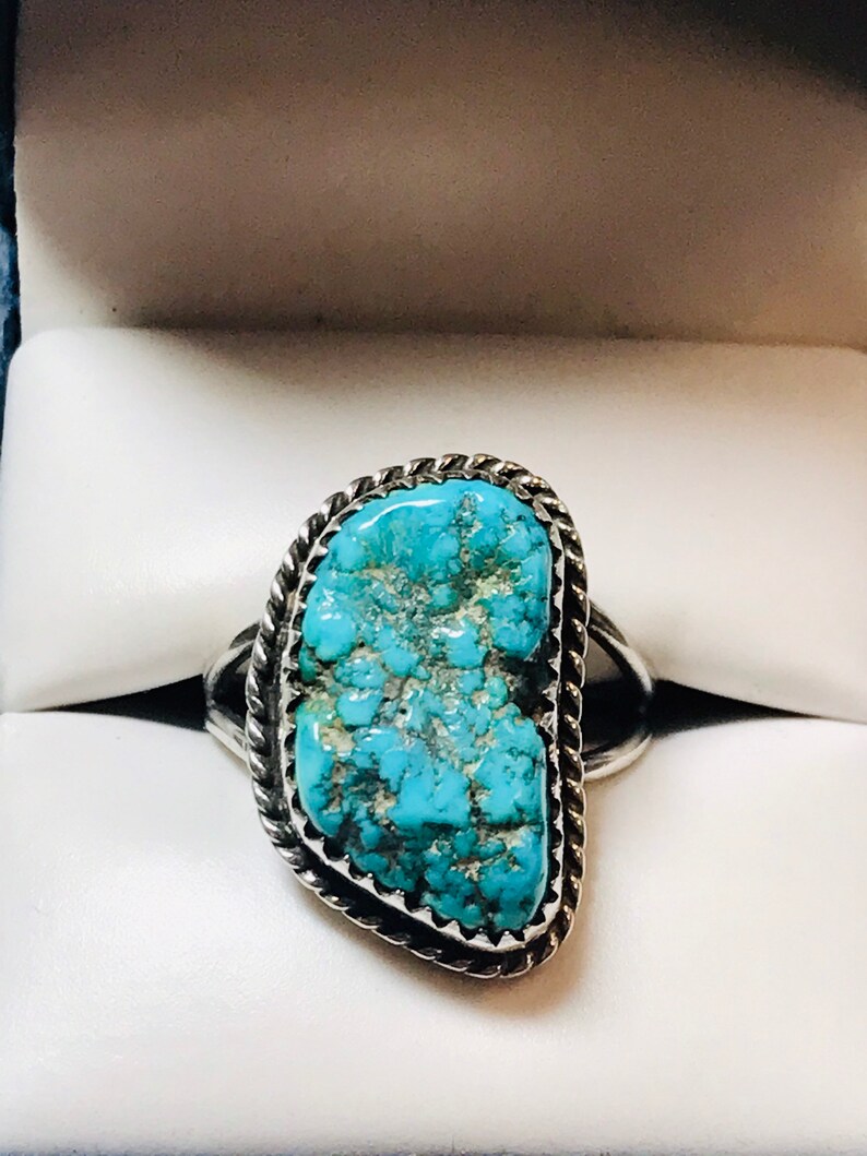 Natural Turquoise Gemstone 925 Sterling Silver Ring Size 6 Fast Free Shipping!