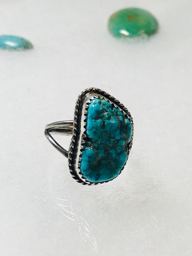 Natural Turquoise Gemstone 925 Sterling Silver Ring Size 6 Fast Free Shipping!