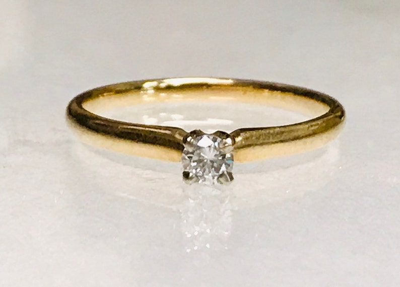 Will Size Upon Request 14K Yellow Gold .15 Carat E Color VS1 Diamond Ring Size 7 FANTASTIC