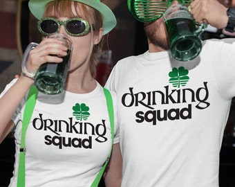 Koszulka Drinking Squad | Koszulka na Dzień Świętego Patryka | Koszulka na Dzień Świętego Patryka Koszulka Irish Lucky Drinking Party Mimosa Brunch Irlandia