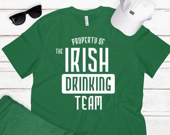 Koszulka Property of the Irish Drinking Team | Koszulka na Dzień Świętego Patryka, szczęśliwa koszulka do picia, impreza, bar St Patties, lleprechaun