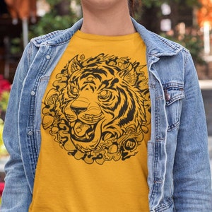 Trippy Tiger Tee | Nature&#39;s Guidance, The Aware Tiger Tee, Mushroom tigre, trippy, third eye, illuminati, defiant, QP
