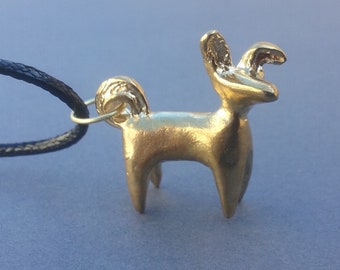 Bronze Dog pendant with 18" black cord