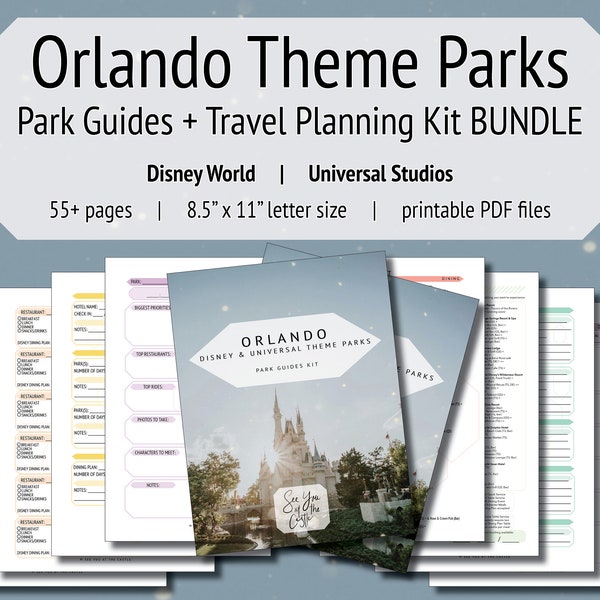 Themaparken van Orlando: Travel Planning Kit BUNDEL - Vakantieplanning, Disney World Planning, Universal Studios Planning, afdrukbare PDF