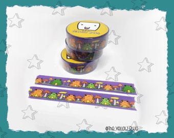 Washi tape Sapos y Toadstools, 15mm x 10m, cinta decorativa, ranas, setas, otoño, linda cinta adhesiva, diseño exclusivo,