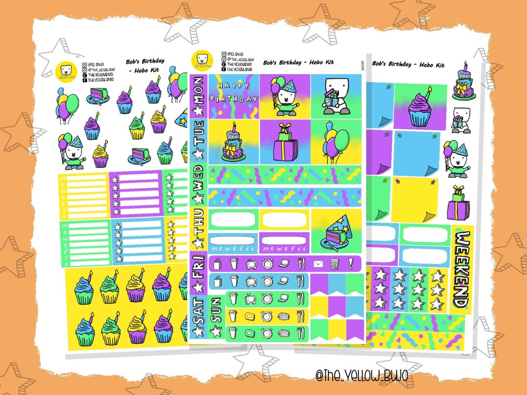 Bobs Birthday Hobonichi Weeks Kit Planner Stickers Cute - Etsy Australia