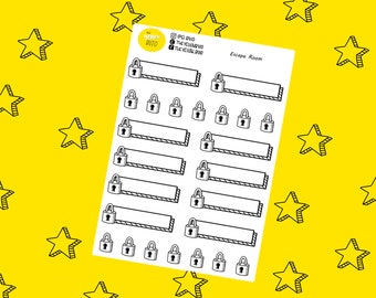 Flucht Raum-Symbol und Label, Sticker, UK, vertikale Planer, Glücklich Planner, Bullet Journal, Hobonichi, Filo Fax