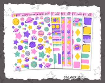Awesome Astronomy Journaling Kit| Journal Deco sticker kit, planner stickers cute kawaii, bullet journal, travelers notebook,