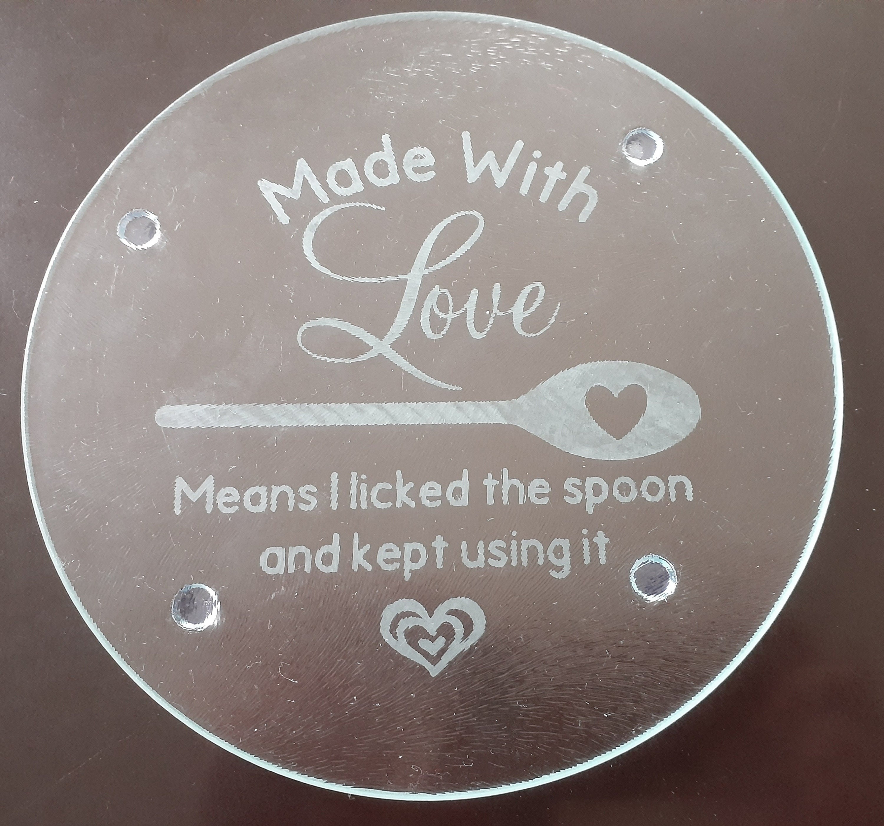 Etched Glass Cutting Board Made with Love Wedding Etsy