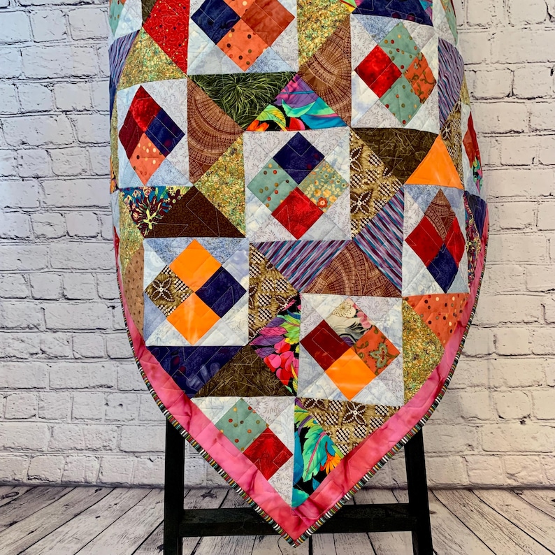 Handmade Scrappy Patchwork Throw Quilt: Colorful Modern Blanket - Etsy