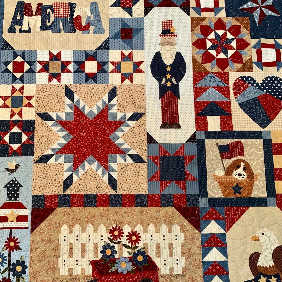 Handmade Quilt America Themed Quilt Patriotic Quilt USA Etsy