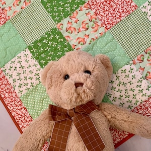 Handmade Baby Quilt, Quilt with Woodland Fox, Baby Crib Blanket, Patchwork Quilt, Baby Shower Gift, Gift for New Mom, One of a Kind Gift