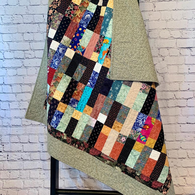 Handmade Scrappy Patchwork Quilt: Upcycled Cotton Throw Blanket - Etsy