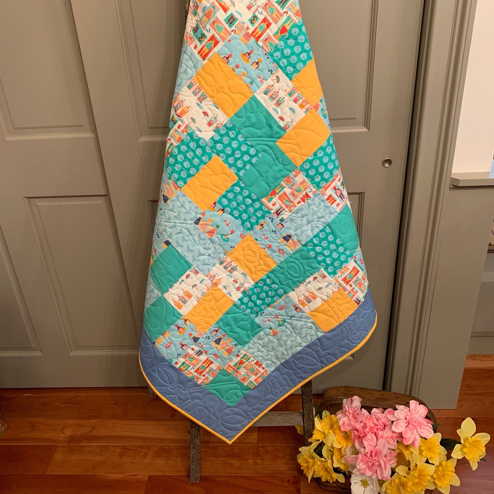 Handmade Beach Coastal Quilt Throw Quilt Beach Theme Quilt Etsy