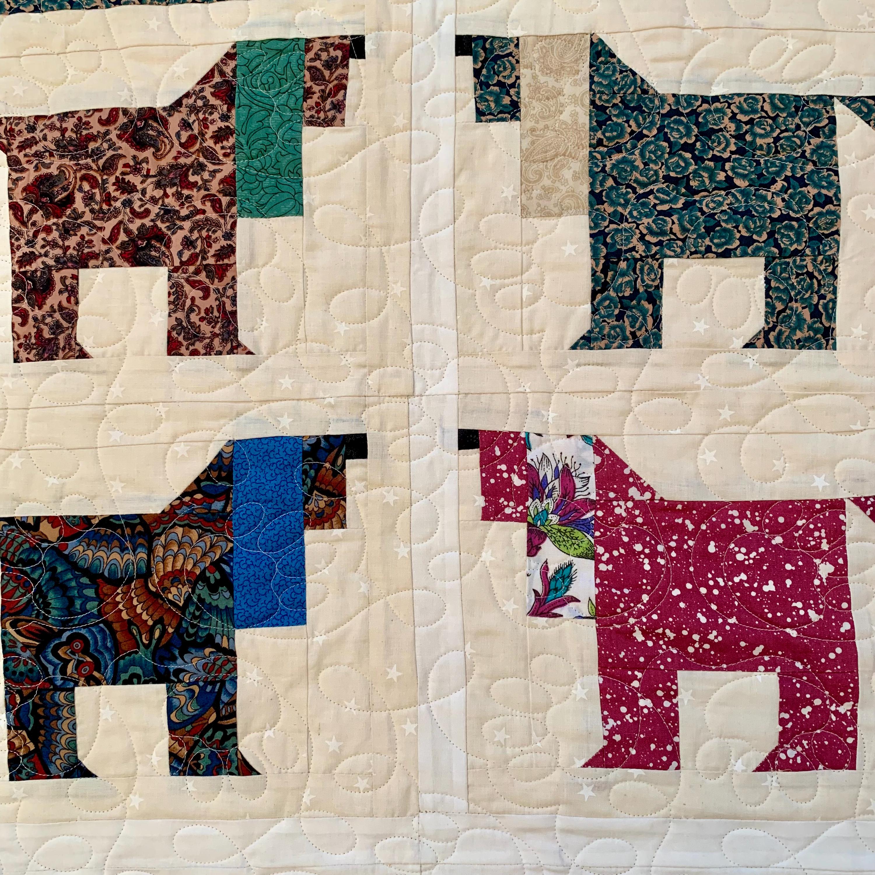 Handmade Dog Quilt: Scrappy Cotton Lap Quilt or Wall Art, "playful Pups ...