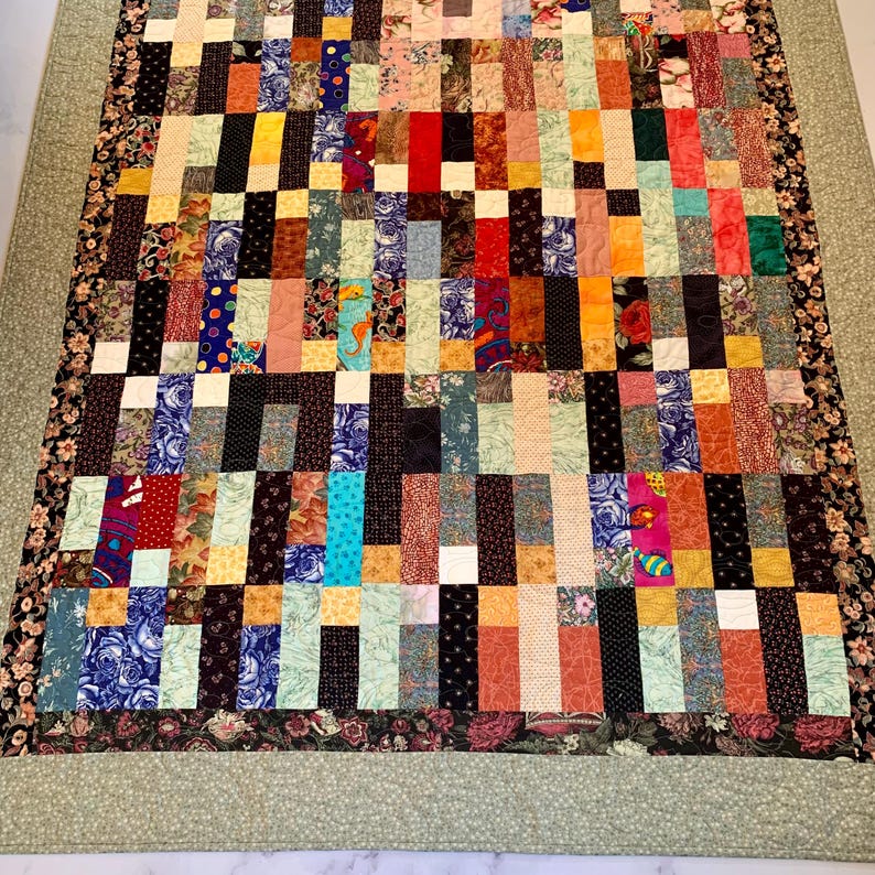 Handmade Scrappy Patchwork Quilt: Upcycled Cotton Throw Blanket - Etsy