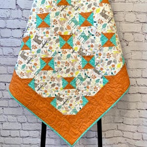 Handmade Baby Quilt, Woodland Animals Crib Blanket, Baby Shower Gift, Gift for New Mom, One of a Kind Baby Gift