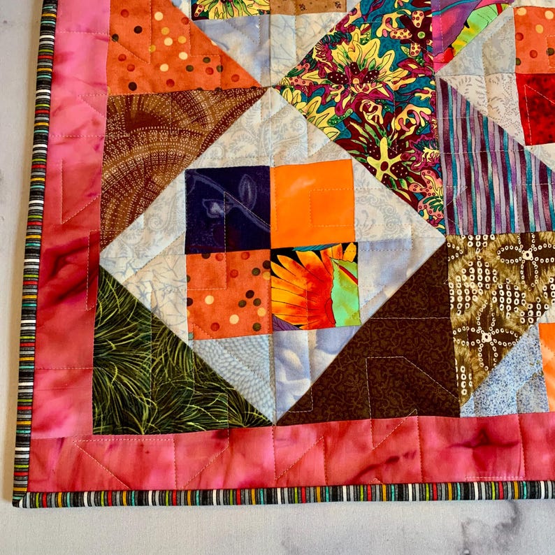 Handmade Scrappy Patchwork Throw Quilt: Colorful Modern Blanket - Etsy