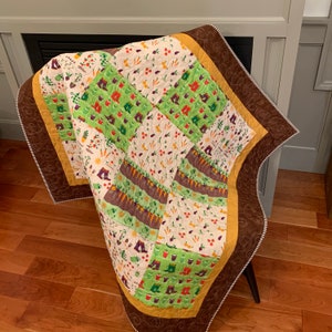 Handmade Garden Quilt: Cotton Lap Quilt, Veggie Theme
