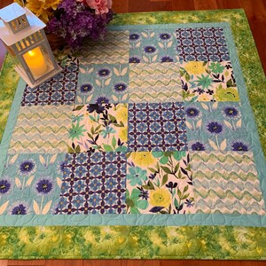 SALE: Handmade Floral Quilt, Spring and Summer Decorating, Lap or Table Quilt, Wall Hanging, Home Decor, Gift for Her, One-of-a-Kind Gift