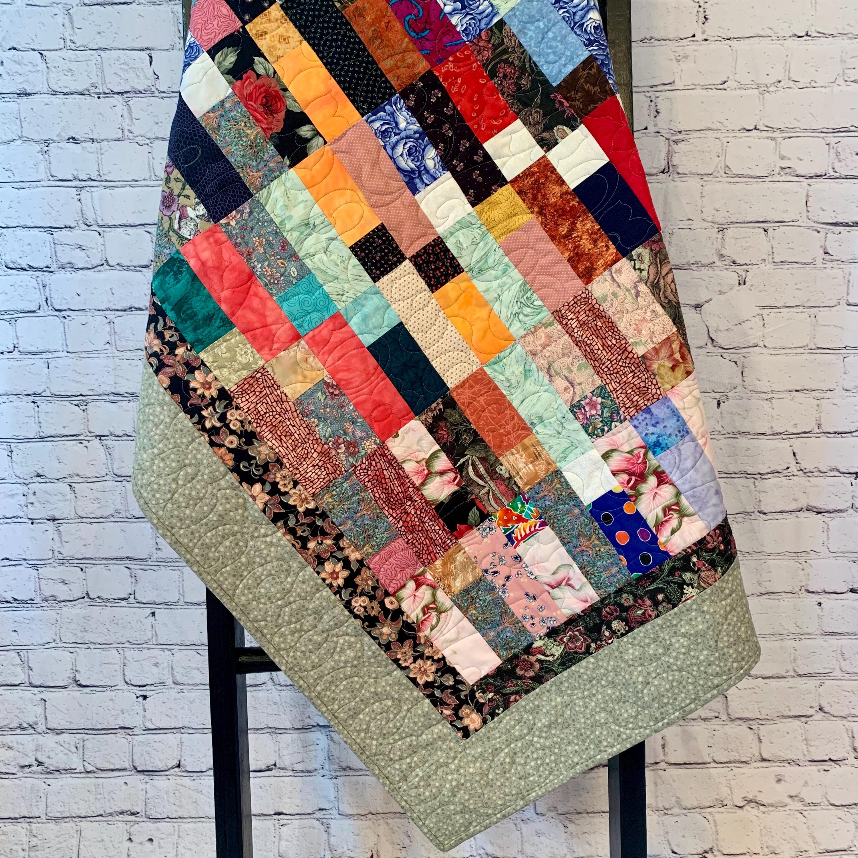 Handmade Scrappy Patchwork Quilt: Upcycled Cotton Throw Blanket - Etsy