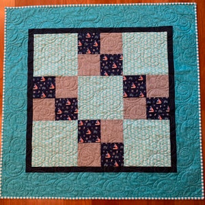 Handmade Nautical Patchwork Quilt: Coastal Beach House Decor