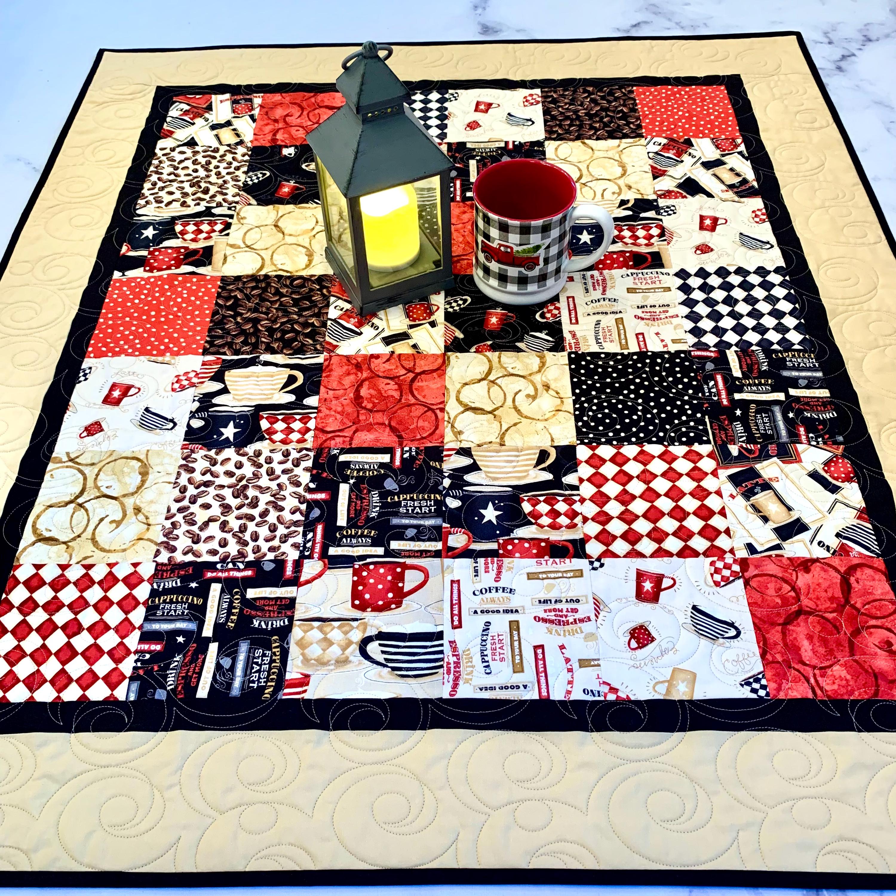 Handgemachter Kaffee Quilt: Patchwork Tischdecke, Kaffee Geschenk