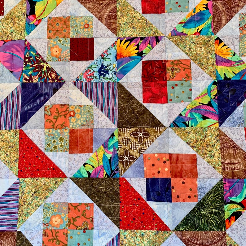 Handmade Scrappy Patchwork Throw Quilt: Colorful Modern Blanket - Etsy