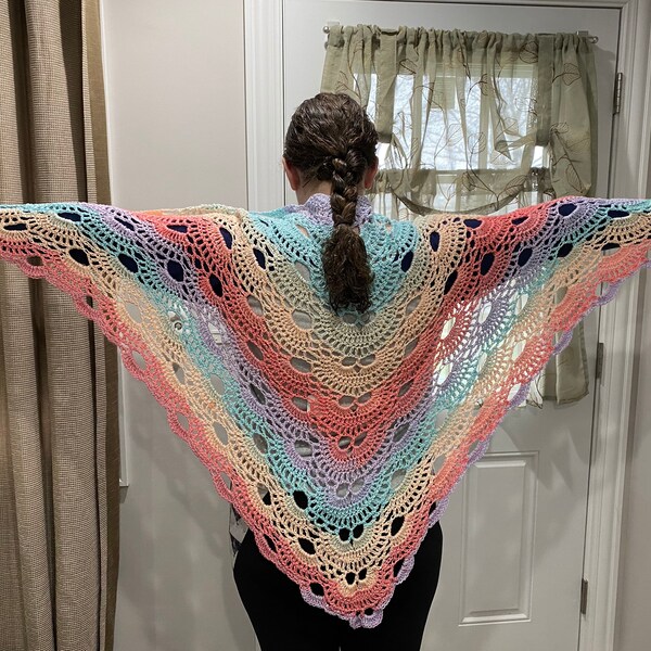 Pastel Sparkle crochet shawl