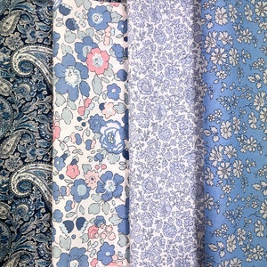 BLUES Liberty Fabric Mixed Remnants  | Coco & Wolf | Liberty London Fabric | Small Project Fabric | Liberty Crafts