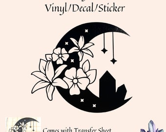 Moon and Flowers Vinyl/Decal/Sticker