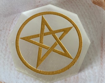 Pentagram Selenite Charging Plate/Slab