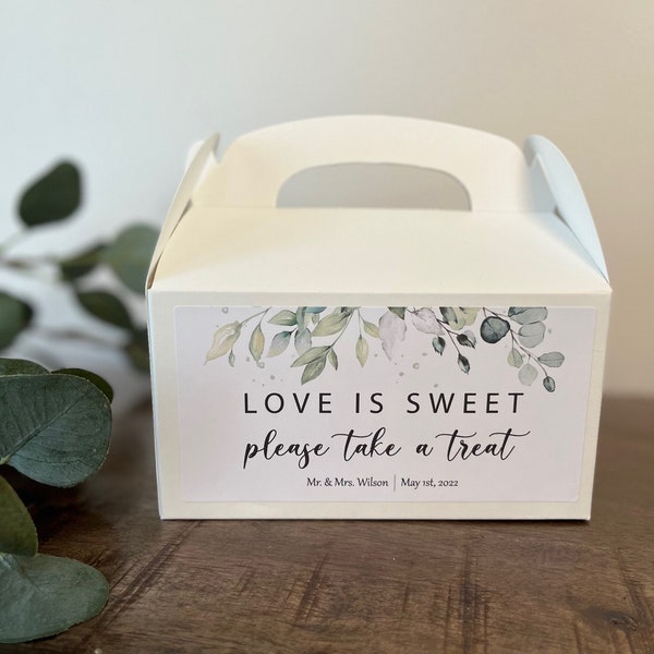 Dessert Boxes with 9 Different Label Design Options/ Just Labels or Box with Labels / Wedding Favors / Dessert Favor / Dessert Box