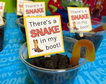 Postres de Toy Story/Mesas de postres/Etiquetas de Serpiente en mi bota