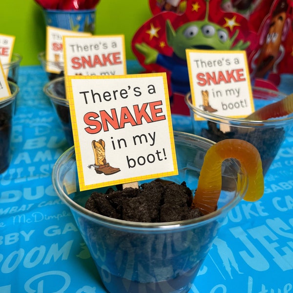 Toy Story Desserts/Dessert Tables/Snake in my Boot Labels