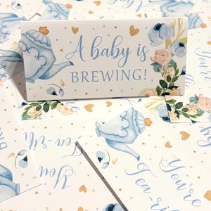 Tea Party Baby Shower Favor Labels & Bags: &#39;A Baby is Brewing&#39;