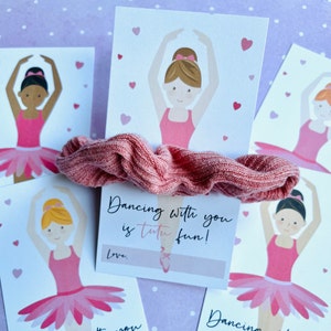 Ballerina Card with Pink Velvet Scrunchie: Dance Party Favors