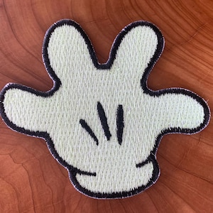Mickey Mouse Glove Hand Applique Disney Sewing Project Accessory Iron on Patch